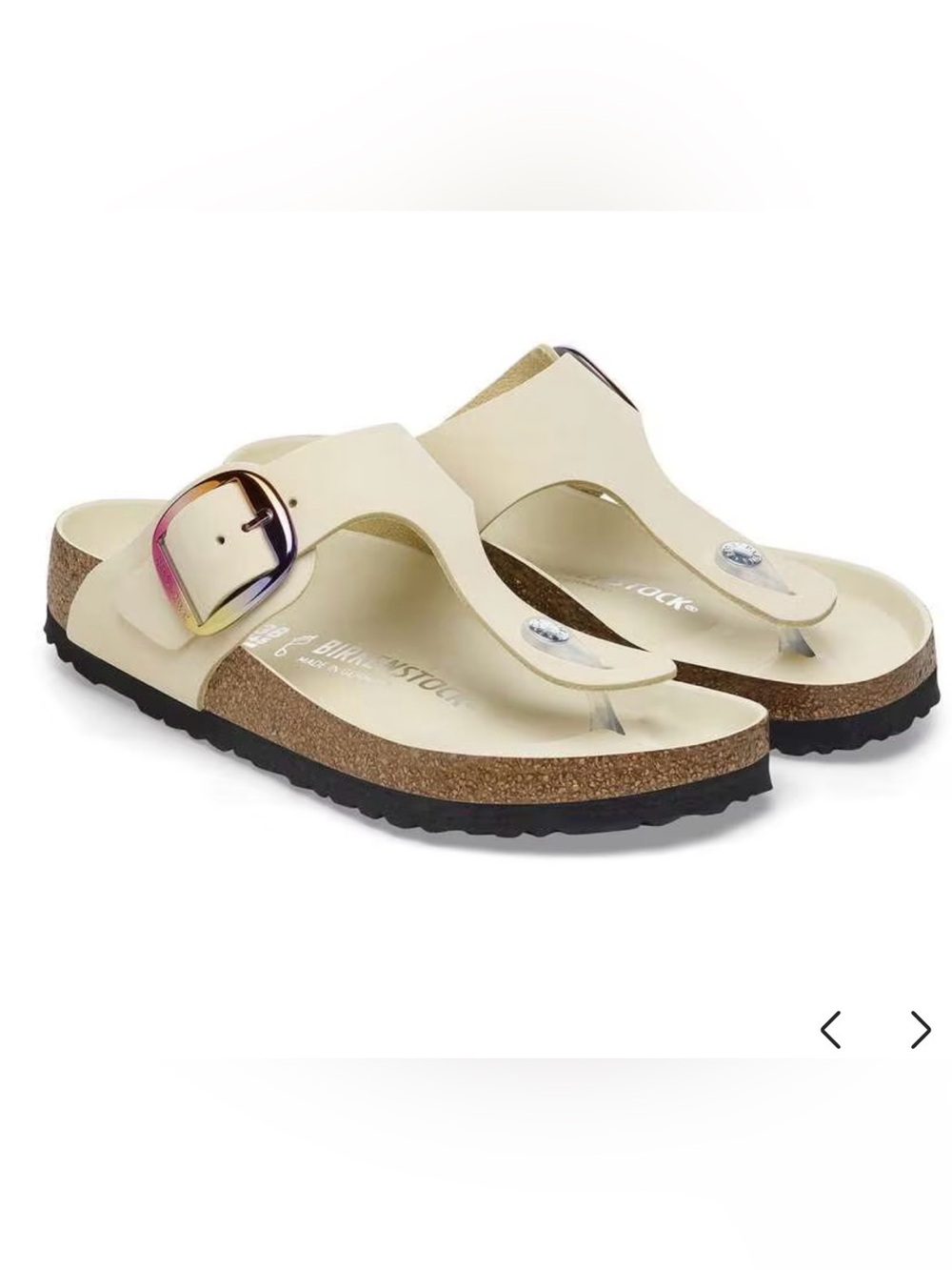 Birkenstock NWT Gizeh Thong Sandals in Cream with Iridescent Buckle 37